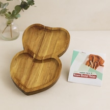 Akasya Kalpli 2 Bölmeli Ahşap Servis Tepsisi 25x14x1.4 Cm Çok Renkli