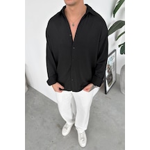 Siyah Fitilli Basic Relaxed Gömlek Siyah Fitilli Basic Relaxed Gömlek