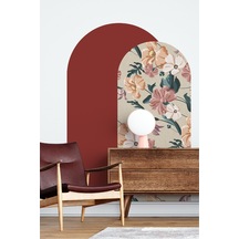 Kendiliğinden Yapışkanlı Kumaş Kanvas Dokulu Duvar Kağıdı Çiçek Desen Çift Bohem Oval Duvar Sticker