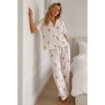 Norcia Sports Kadın Loose Kalıp Pamuklu Kırık Beyaz Pijama Takımı Çok Renkli - 929323148 Çok Renkli - 929323148 Çok Renkli