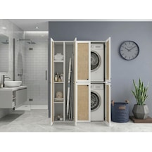Kenzlife Çamaşır-kurutma Makinesi Dolabı Yaromira Sol Mat Beyaz 180 120 64 Jut Kare Kapak Mdf Gövde