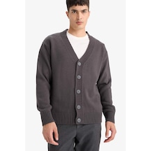 Defacto Relax Fit V Yaka Hırka E5343ax25wngr314 Gri