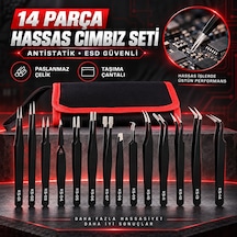 Hassas Cımbız Seti Elektronik Takı Laboratuvar El Sanatları 14 Parça Esd Antistatik Paslanmaz Çelik
