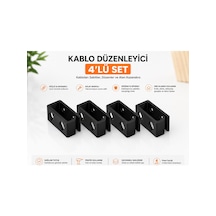 Veriqo 3d 4'lü Kablo Düzenleyici Kablo Sabitleyici Kablo Tutucu Vida Montajlı Kablo Klipsi Siyah