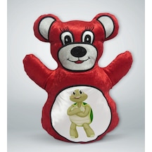 Bk Gift Sevimli Kaplumbağa Tasarımlı Kırmızı Ayıcık Yastık-2