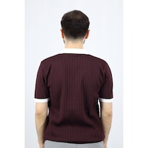Ventov Fermuarlı Polo Yaka Fitilli Erkek Triko Vtr2601 Bordo - Beyaz