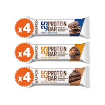 Waspco Bitter Çikolata Kaplı Protein Bar Karma Kutu 36G x 12 Adet 3 Çeşit