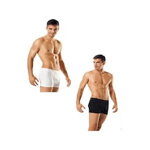 Tutku Erkek Elastan Likralı Boxer 3 Siyah + 3 Beyaz 6'lı Paket Abani Classic Çok Renkli