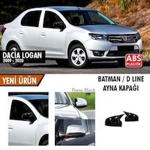 Sts Oto Aksesuar Dacia Logan 2009-2020 Batman Yarasa Ayna Kapağı Piano Black Abs Plastik (01)