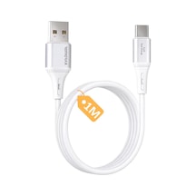 Usb A-type C Şarj Kablosu, 3.1a Hızlı Şarj, Beyaz/gümüş Metal, Remorax Wahoo 1ad X 1metre Beyaz Genel