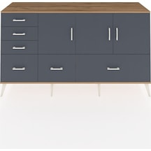 Kronos Konsol 4 Raflı 6 Çekmeceli 3 Kapaklı 176x59x99 Çam-antrasi Çam-antrasit