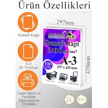 A3 Gramajlı Fotokopi Kağıdı 250 Adet 300 Gr Sertifika Kağıdı Kalın Kağıt Baskı Tüm Yazıcılara Uyumlu 29.7x42cm Ofis Büro