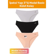 Enenstyle Fashıon Boutıqueyeni Nesil Standar Bikini Kalıp Yumuşak Modal Kumaş İpeksi Yapı 3''lü Modal Basic Külot Karışık/çok Renk