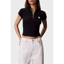 Calvin Klein Pamuklu Logolu Slim Fit Fermuarlı Dik Yaka Top Lv047g240gcef Bayan Top Lv047g240g Cef Lacivert