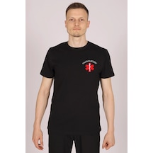 Siyah Paramedik Bisiklet Yaka Tişört Unisex