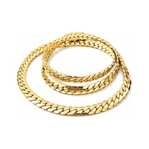 Gümüş Kaplama 316 L Paslanmaz Çelik Kz-103 Ezme Balıksırtı Gurmet Sık Örme İtalyan Model Zincir Kolye 6 Mm Gold Altın