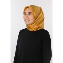 Aker Ipek Krep Saten Turuncu Düz Eşarp Sarı Sarı