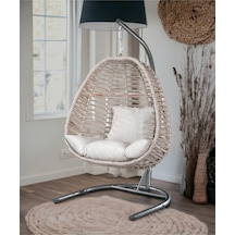 Tu Tienda Armut Salıncak Tek Kişilik Makrome Ip Örgü Bahçe Balkon Ev Salıncağı,krem Krem