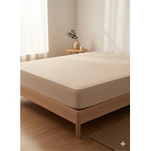 %100 Organik Pamuk Premium Lastikli Çarşaf Çift Kişilik 160x200+30 Dolmabahçe Serisi Toprak