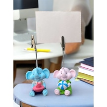 Minik Tatlı Kawaii Yavru Tatilci Filler Fotoğraf Not Tutacağı Ofis Masası Hediye Tutucu Tutacakti Mavi Pembe
