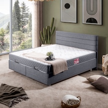 Sofia Çift Kişilik Baza Başlık Letto Yatak Seti - Gri 160 x 200