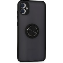 Samsung Uyumlu Galaxy A05 Kılıf Montreal Yüzüklü Silikon Kapak Siyah,