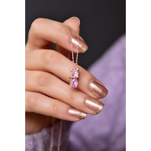 Papatya Silver 925 Ayar Gümüş Rose Kaplama Ekim Ayı Doğum Taşlı Kedi Kolye