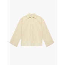 Koton Viskon Karışımlı Klasik Yaka Uzun Geniş Kollu Oversize Gömlek Kahverengi 6sak60152pw Kahve