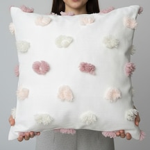 Premium Dokulu Dekoratif Kırlent Kılıfı 45x45 Cm Kabartmalı Desenli, Yüksek Kalite Kumaş Açık Pembe