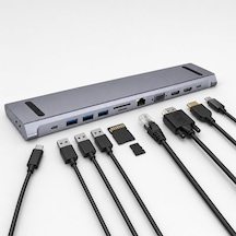 13 İn 1 Port Usb-c Hub 4k Hdmı Dp Vga 100w Pd Ethernet Sd Zr1356