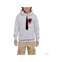 Dexter Blood Tie Gri Çocuk Kapşonlu Sweatshirt Gri