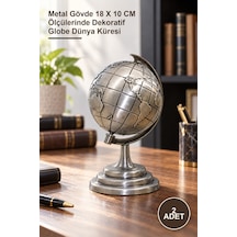 2 Adet Metal Dünya Küre Metal Gövde 18 X 10 Cm Ölçülerinde Dekoratif Globe Dünya Küresi