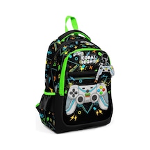 Coral High Kids Siyah Fosforlu Yeşil Gamer Desenli Üç Bölmeli Okul Sırt Çantası 23654