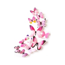 12'li Dekoratif Kelebek Duvar Çıkartması Seti Çok Renkli