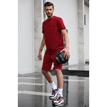 Madmext Madmext Bordo Baskılı Erkek Şort Takımı 5820-bordo Bordo