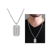 Oval Tasarım Kişiye Isim Yazılı Silver Renk Çelik Erkek Koly Çok Renkli