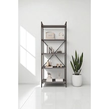 Nilamu Antrasit 65 Cm Kitaplık, Metal Aksamlı, Organizer, Ofis, Ev, 65 170 34 Cm Antrasit