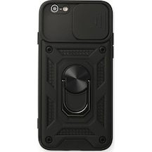 Apple iPhone Uyumlu  6 Kılıf Pars Lens Yüzüklü Silikon -  Siyah