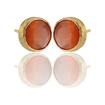 Kadir Jewellery 22 Ayar Altın Kaplama Kadın Minimal Küpe -el İşçiliği Ve Hipoalerjenik Küpe Kırmızı 40864531