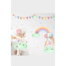 Rengarenk Ikili Unicorn Duvar Sticker Seti