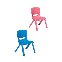 Junior 2 Adet Kreş Anaokulu Çocuk Sandalyesi Sert Plastik- Mavi/p