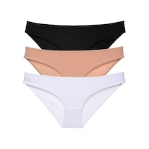 Royaleks 3 adet Süper Eko Set Likralı Kadın Slip Külot Siyah Ten Beyaz RYL-EKO3013 Beyaz - Siyah