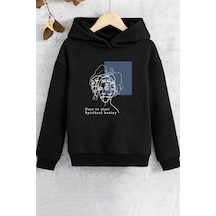 Uyguntarz Çocuk Minimal Line Drawing Baskılı Sweatshirt Siyah