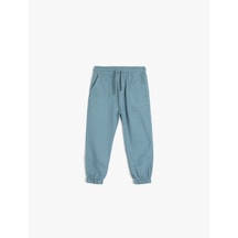 Koton Jogger Pantolon Beli Bağlamalı Lastikli Cepli Mavi 4smb40133tw Mavi