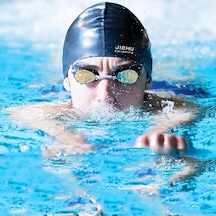 Dm Erkek Ve Kadın Büyük Boy Yunus Desenli Siyah Silikon Yüzme Bonesi Siyah