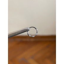 316 L Cerrahi Çelik Atom Taşlı Kıkırdak Piercingi Rook Orbital Helix Septum Piercing Gümüş - Mor