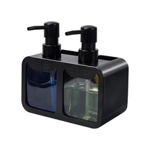 Gateesat Siyah 4ü 1 Arada Sabunluk Lavabo Organizatörü Çift Sabun Dispanseri Sünger Ve Fırça Tutucu Siyah