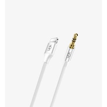 Linktech 100cm Lightning 3.5mm Örgü Metal Jaklı Aux Kablosu -  Apple Uyumlu iPhone  Aux Kablosu