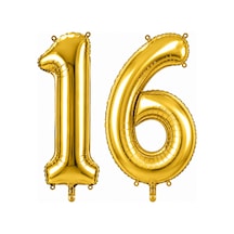 16 Rakam Folyo Balon Altın Rengi 100 Cm