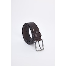 Tudors Erkek %100 Hakiki Deri 3,5 Cm Klasik Kahverengi Kemer -31568 Kahverengi